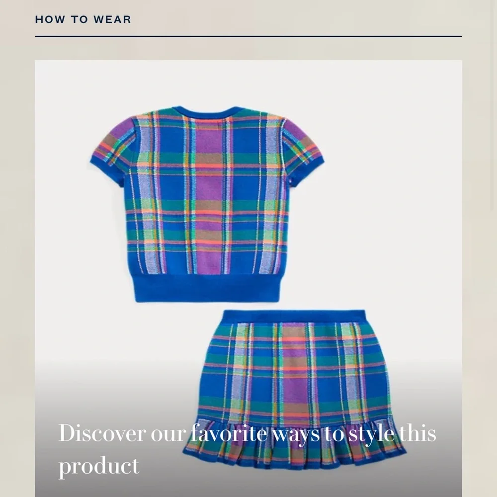 Polo by Ralph Lauren Girls Multicolor Crewneck Plaid Sweater with skirt - Picture 9 of 9